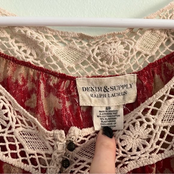 Red semi sheer Ralph Lauren top - Picture 3 of 4